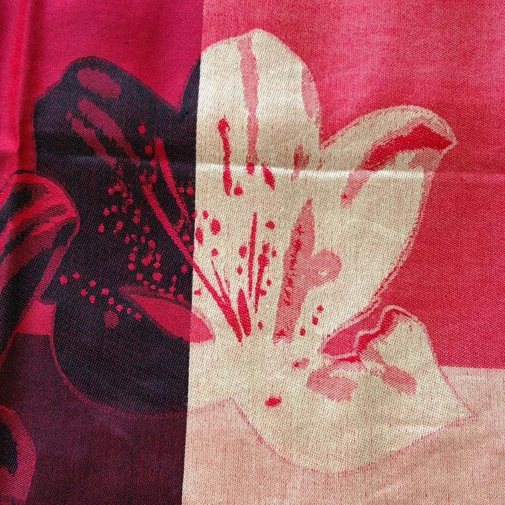 Floral Ombré Red and Pink Scarf Wrap Shawl-72’& 27’